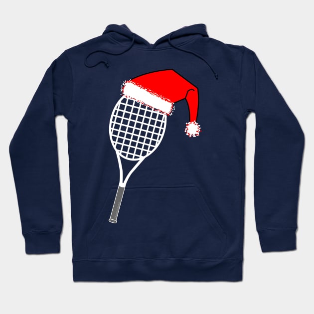 White Tennis Racket Santa Hat Hoodie by Barthol Graphics